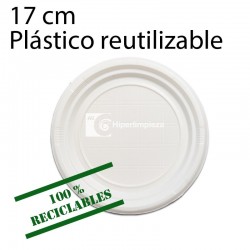 1600 platos plástico reciclables 17 cm