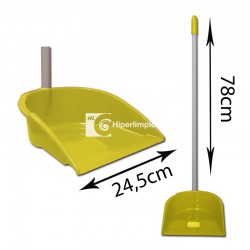 Recogedor con palo sin goma 24,5 cm amarillo