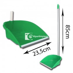 Recogedor con palo y goma 23,5 cm verde
