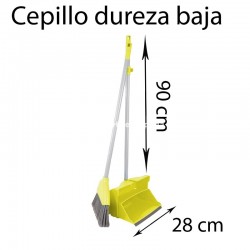 Recogedor cerrado con palo y cepillo 28 cm amarillo