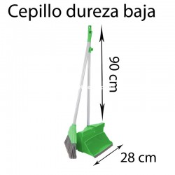 Recogedor cerrado con palo y cepillo 28 cm verde