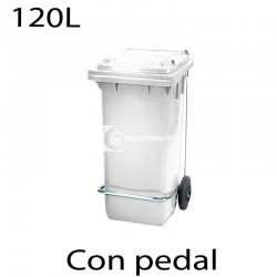 Contenedor de basura 120L blanco con pedal