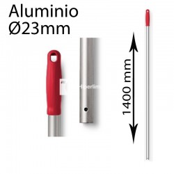 Mango aluminio con agujero 23mm 1400 mm rojo