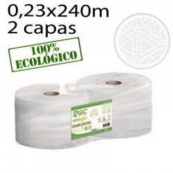 2 Bobinas papel industriales reciclado 800 serv