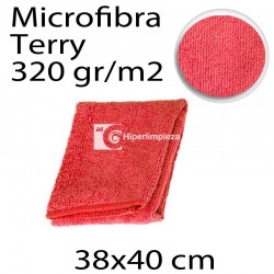 10 Bayetas Terry Microfibra 38x40cm 320g Rojo