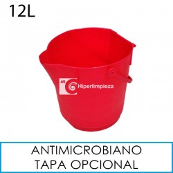 Cubo antimicrobial alimentaria 12L rojo