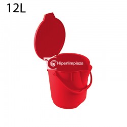 Cubo ultra higiénico alimentaria 12L rojo con tapa
