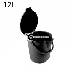 Cubo ultra higiénico alimentaria 12L negro con tapa