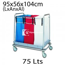 Carro de lavandería con 3 bolsas HL1103 acero