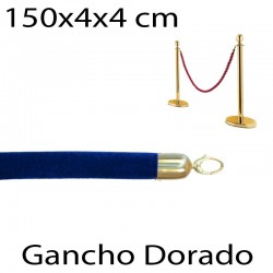 Cuerda poste separador terciopelo y anilla dorada 150x4x4 cm Marino