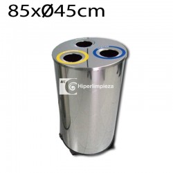 Papelera de reciclaje 3 bocas circular acero inox HL4000A