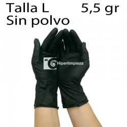 100 guantes de nitrilo sin polvo negros TL