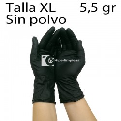 100 guantes de nitrilo sin polvo negros TXL