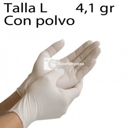 1000 guantes látex blanco con polvo talla L
