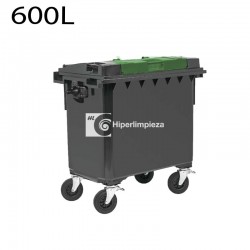 Contenedor basura 600L con doble tapa verde