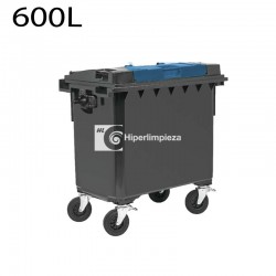 Contenedor basura 600L con doble tapa azul