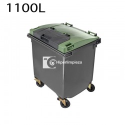 Contenedor basura 1100L con doble tapa verde