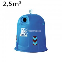 Contenedor basura 2,5M3 gran volumen redondo azul