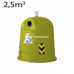 Contenedor basura 2,5M3 gran volumen redondo amarillo