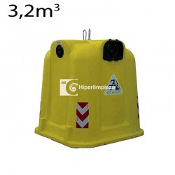 Contenedor basura 3,2M3 gran volumen cuadrado amarillo