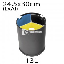 Papelera reciclaje 13L con tres cubos colores