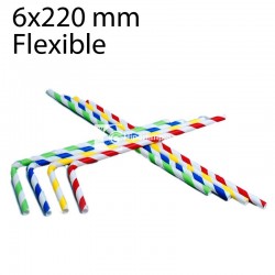 8000 pajitas hostelería flexibles rayas papel 6x220mm
