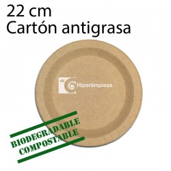 450 platos kraft antigrasa reciclables 22 cm