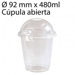 1000 vasos PET con cúpula abierta 480 ml