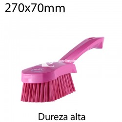 Cepillo de mano corto duro 270x70mm rosa