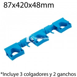 Kit colgadores pared hi-flex 420x87mm azul