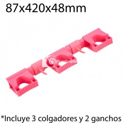 Kit colgadores pared hi-flex 420x87mm rosa