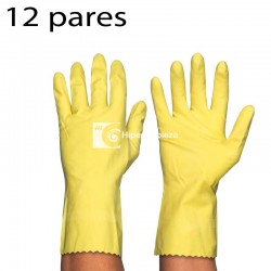 12 pares Guantes de limpieza satinado amarillo TXL